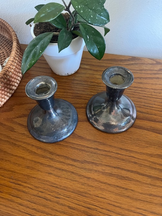 International console candlesticks Other - International Silver plate Metal Candlestick Pair - Home Accents